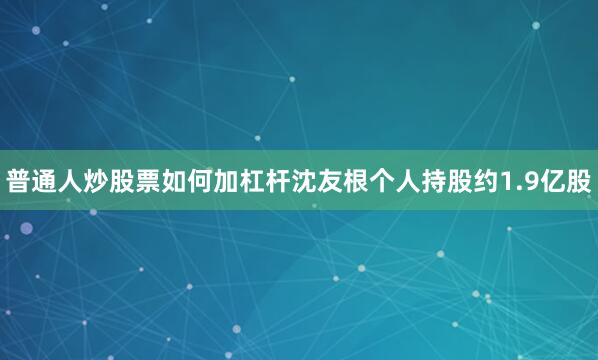 普通人炒股票如何加杠杆沈友根个人持股约1.9亿股